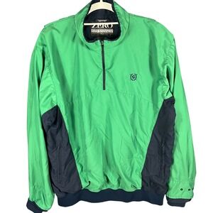 Zero Restriction Golf Windbreaker Mens Large Green Navy Quarter Zip Pullover